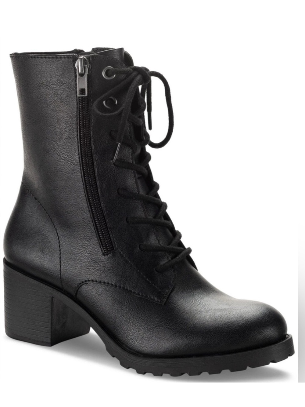SUN + STONE lace up Black Combat Boots